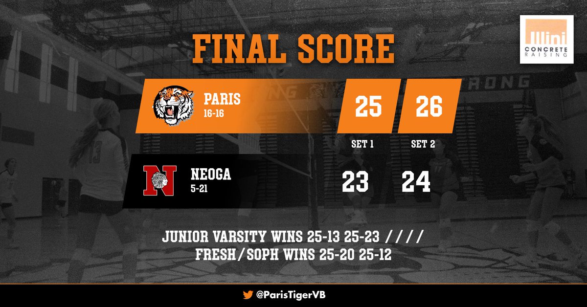 ParisTigerVB's tweet image. Quick work in Neoga!

@ParisAthletics @Prairiepress @IHSAScoreZone @little_illini @witysports
