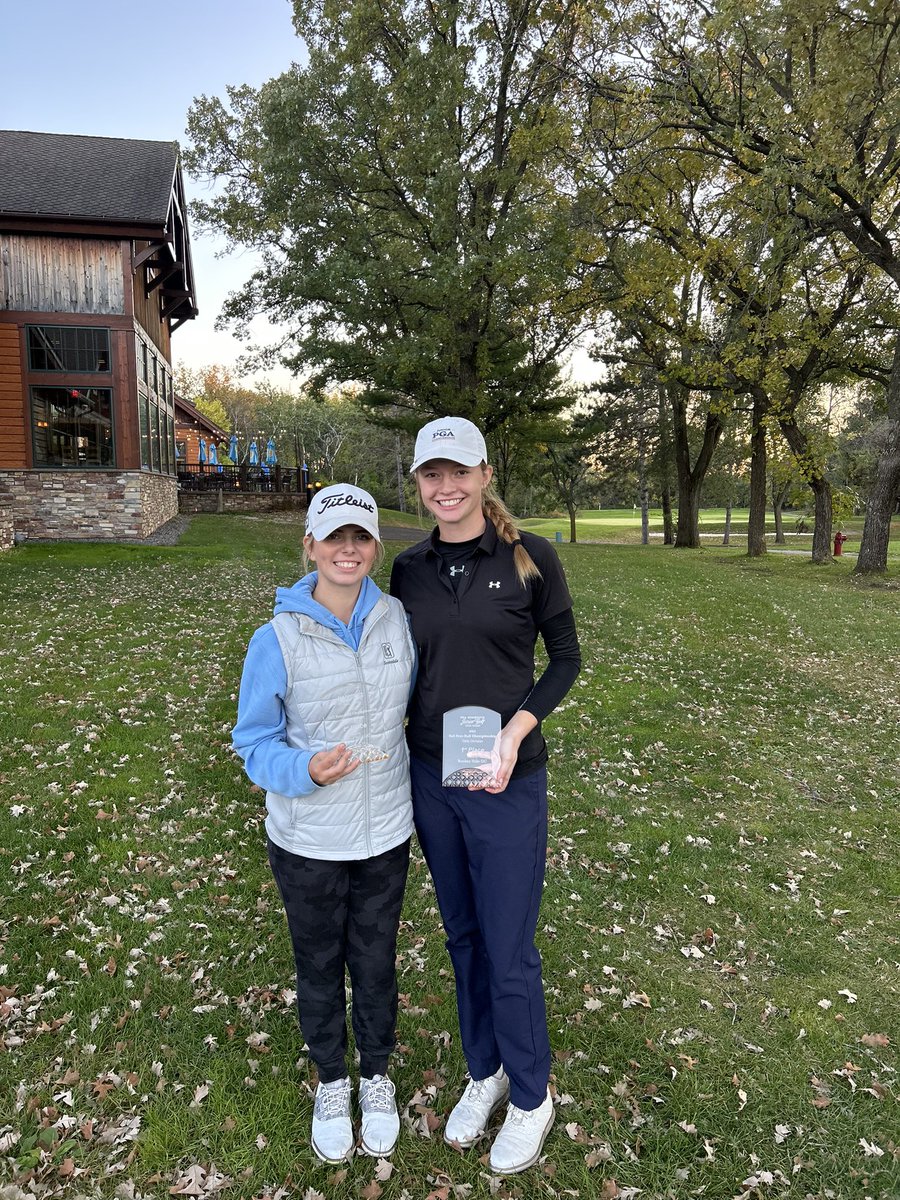 Why not? @averybartels9 finishes off her 2023 golf season with another win. She teamed up with @TonkaGirlsGolf @Kieley65417066 to take the @MNPGAJuniorGolf Fall Four Ball @Bunkerhillsgolf. Great way to cap off an incredible 2023 ! Well played ladies!