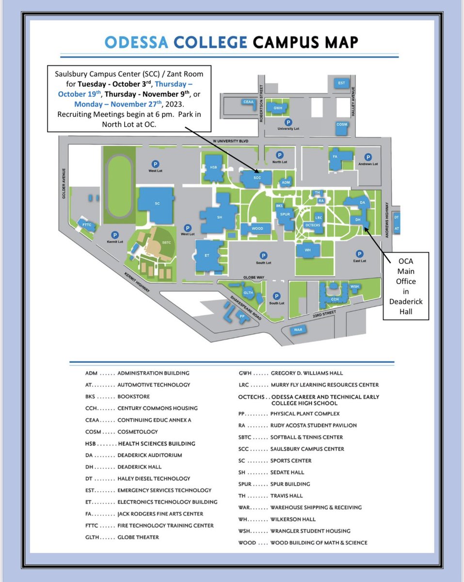 OCA is having our 2nd Recruiting Mtg for next year this Thursday, Oct. 9th, at 6 pm at the Saulsbury Campus Center at Odessa College. Want to earn an Associate Degree at the same time you earn a high school diploma? Come to our meeting and find out! Read fliers below for details!