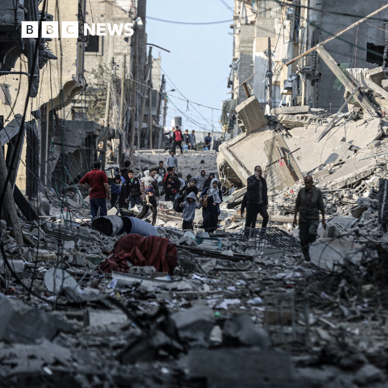 BBCWorld's tweet photo. "We’re living in a dump. And if we move we will die"

Hundreds of thousands in Gaza struggling to survive

Follow live ⬇️