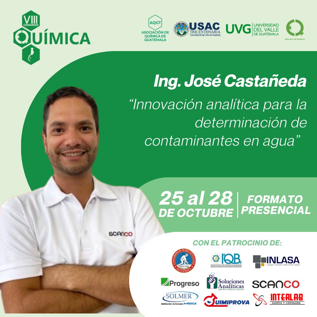 QuimicaGT's tweet photo. Identificar y cuantificar iones y contaminantes en el agua de forma precisa es crucial para garantizar la calidad del agua potable. Si te interesa aprender más de investigación…¡No te pierdas esta conferencia!
#USAC #AQGT #UVG #Congreso #congresodequimica https://t.co/ARs8BfKDED