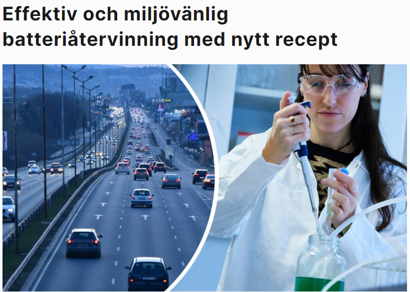 Chalmersforskare presenterar ett nytt och effektivt sätt att återvinna metaller från elbilsbatterier. Metoden gör det möjligt att återvinna 100 & aluminium och 98 % litium ur förbrukade elbilsbatterier. Samtidigt minimeras förlusten av värdefulla råvaror. chalmers.se/aktuellt/nyhet…