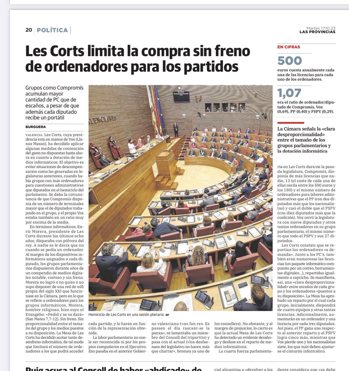 Seguimos poniendo freno al despilfarro del dinero de los valencianos.
Lo dijimos y lo hacemos:
✅ Reducción del gasto político 
✅ Racionalización de los recursos 
Y seguiremos.