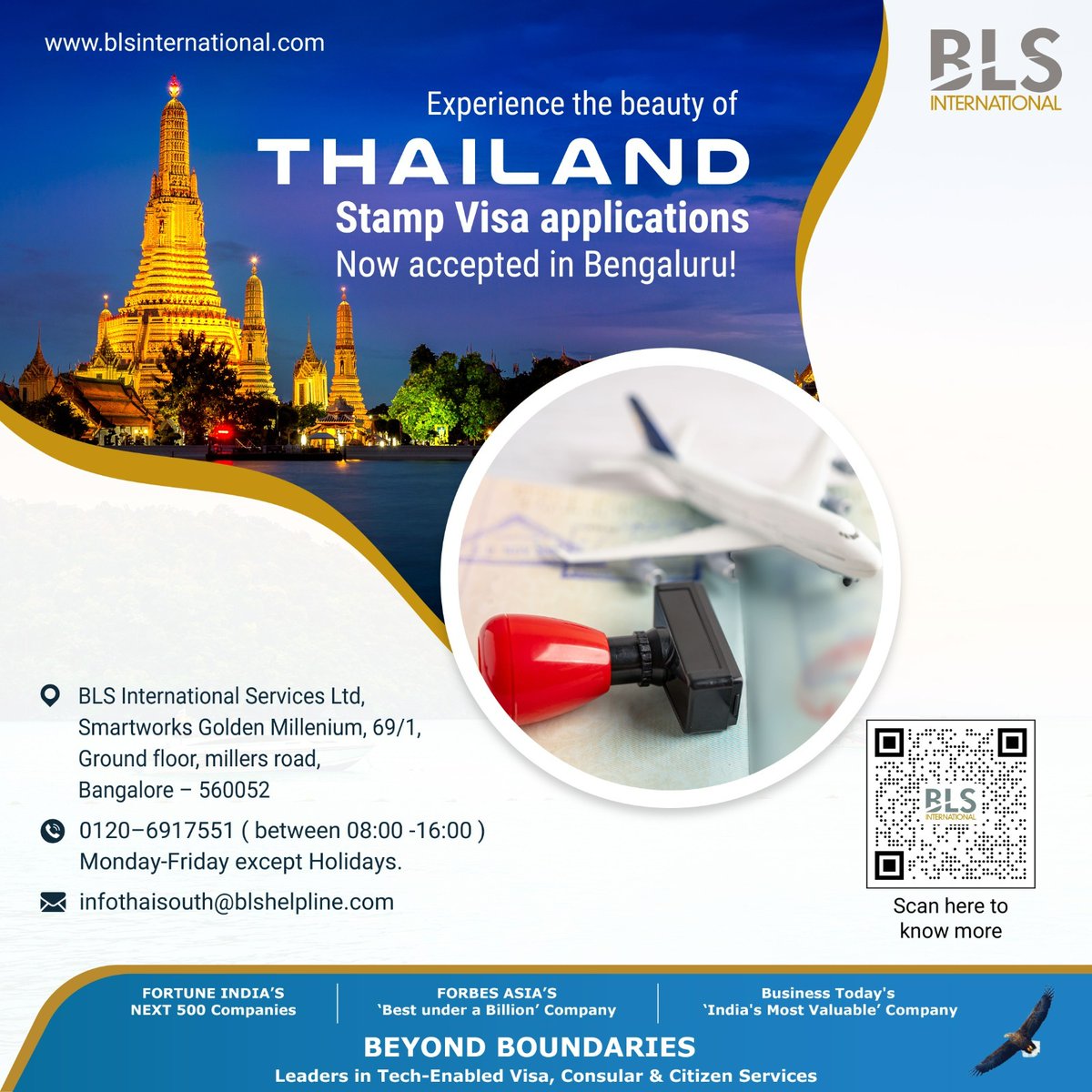 BLSintServices's tweet photo. Experience the beauty of Thailand! Visa stamp applications are now being accepted in Bengaluru.
For more information and to book an appointment, click on the link:
https://t.co/H575m6IrSb 

#ThailandVISA #Travel #Bangkok #Bengaluru #TravelwithBLS https://t.co/FA2mW024Yj