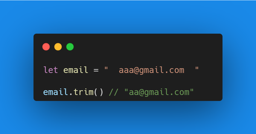 ahmed_M_Js's tweet image. .trim()
The.trim() method allows us to make a new copy of a string while removing leading and trailing spaces from the original string.
Leading spaces are spaces at the beginning of a string, and trailing spaces are spaces at the end of the string.
 #javascript #Learn_Programming