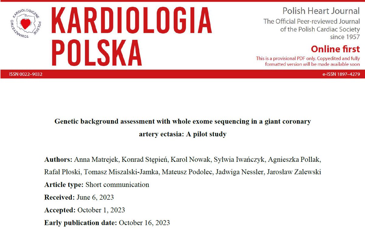 heart_polish's tweet photo. Editors' Insights: #Genetic background assessment with whole exome #sequencing in a giant coronary artery #ectasia.

https://t.co/tFt1hSAdJG #PolishHeartJournal

#CardioTwitter #HeartNews #Cardiology #CardioEd @iwanczyk_sylwia https://t.co/jM3QDWkAWh