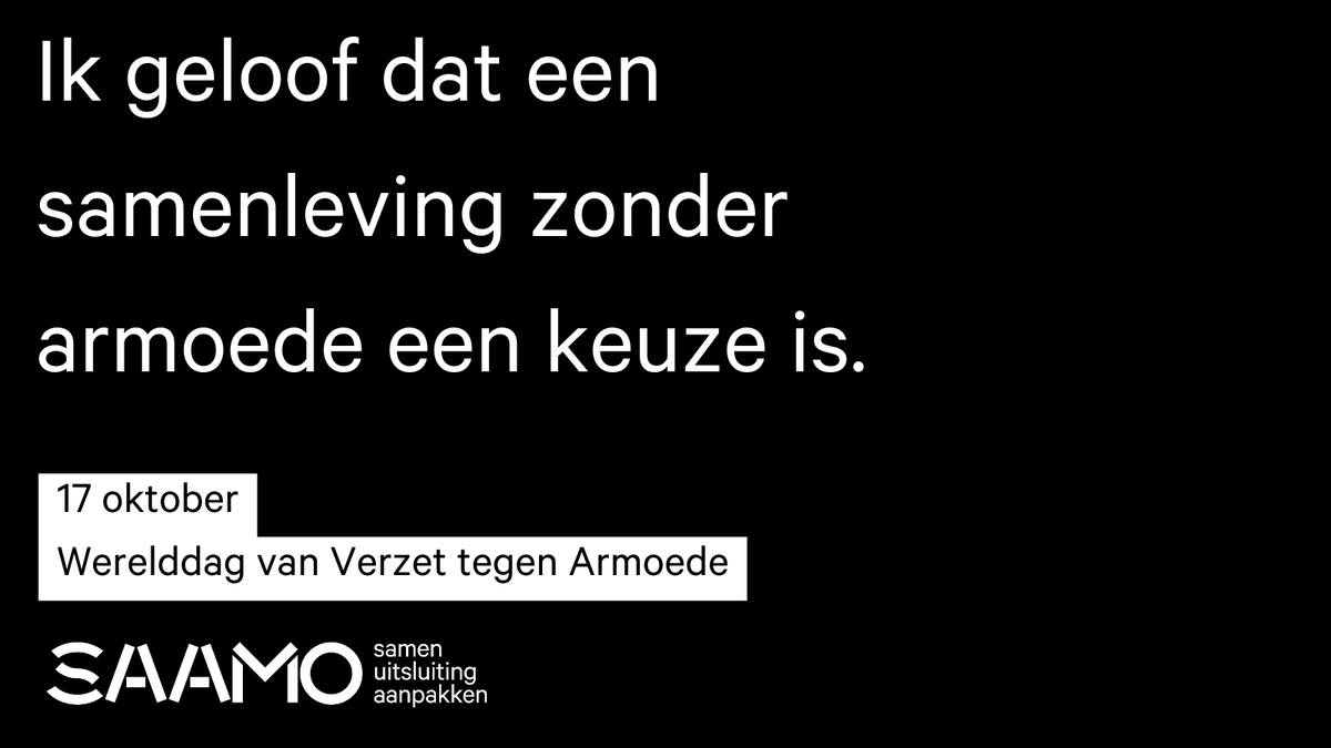 SAAMObe's tweet photo. Twee belangrijke thema’s dit jaar op de Werelddag van Verzet tegen armoede: duurzaam werk voor iedereen en betaalbaar wonen. De oplossingen zijn er, maak er werk van! 💪 https://t.co/Gc8UzCaoSv #wereldarmoededag #samenuitsluitingaanpakken https://t.co/T8scJwSuo4