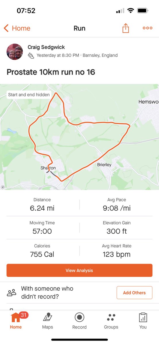 CSedgwick1982's tweet photo. Latest batch of 10km runs for @ProstateUK @prostateunited. Representing @htafc I’ve been running 10km everyday in October. I’d be very grateful if anyone would like to sponsor me. Link for just giving below. Thank you 😊 

https://t.co/9iboCsWGnN https://t.co/mvc5ik65S1