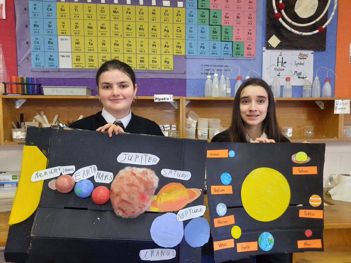 Fabulous work done on the solar system by 2nd year science students in @stpatscork in recent weeks. Great to talk to students about what they've learned & how they illustrated the planets. Many thanks to Ms Courtney for the photos.