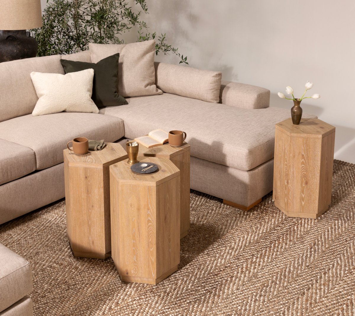 LivingSpaces's tweet photo. Whether nestled together or scattered about, @NakeBerkus + @JeremiahBrent’s Voyage hexagonal end tables are the perfect perches for mugs of coffee and tea or small decorative embellishments. #NJforLS
Featuring the Voyage Hexagonal Cocktail Table by N+J https://t.co/vAsX6CUgc3