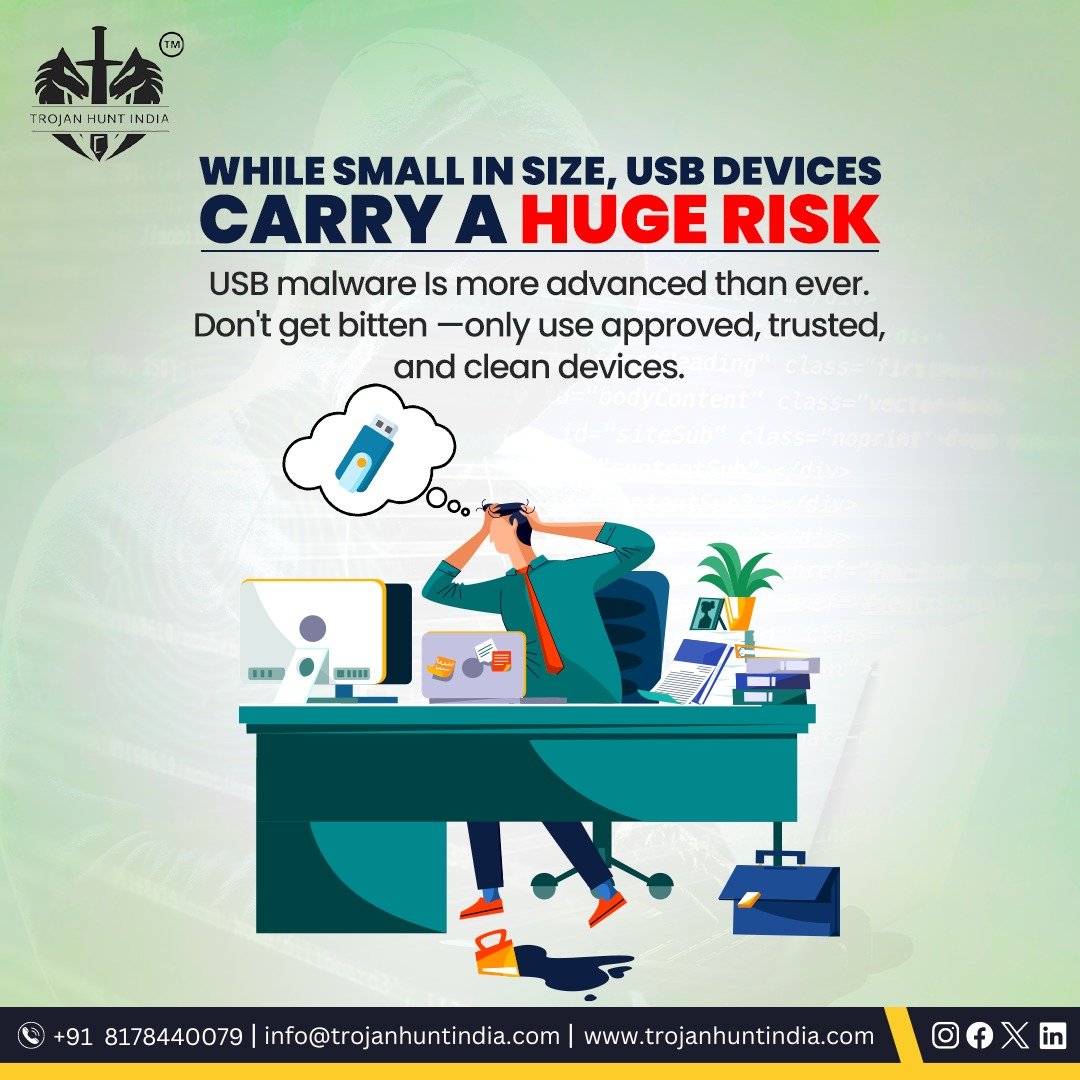 Tiny yet treacherous! USB devices can pose a significant risk in the face of advanced malware  Always prioritize security with #trojanhuntindia

Let's Chat +91 8178440079
Dive In trojanhuntindia.com

#CyberSecurityAwareness #dataprotection #cybersecurityservices #datasecurity