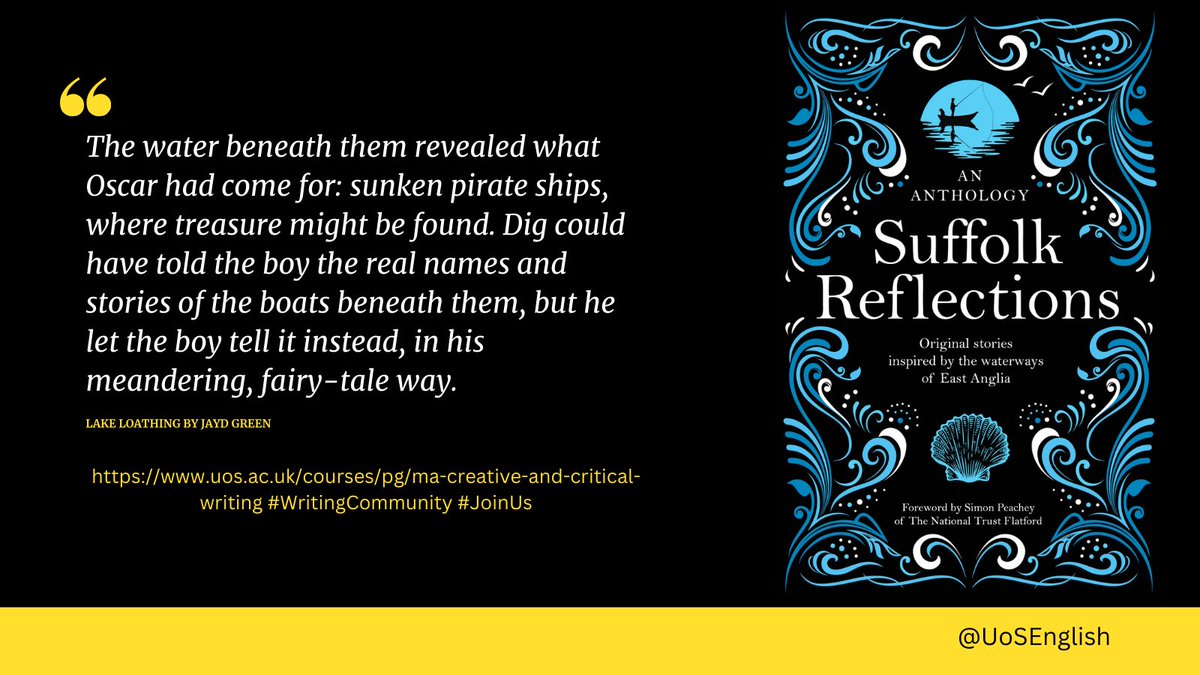 UOSEnglish's tweet image. #tuesdayvibe Our beautiful Suffolk Reflections anthology focuses on Lowestoft today!  @WstoneLowestoft #CreativeSuffolk #WritingCommunity uos.ac.uk/study/ma-creat… #JoinUs #BooksWorthReading