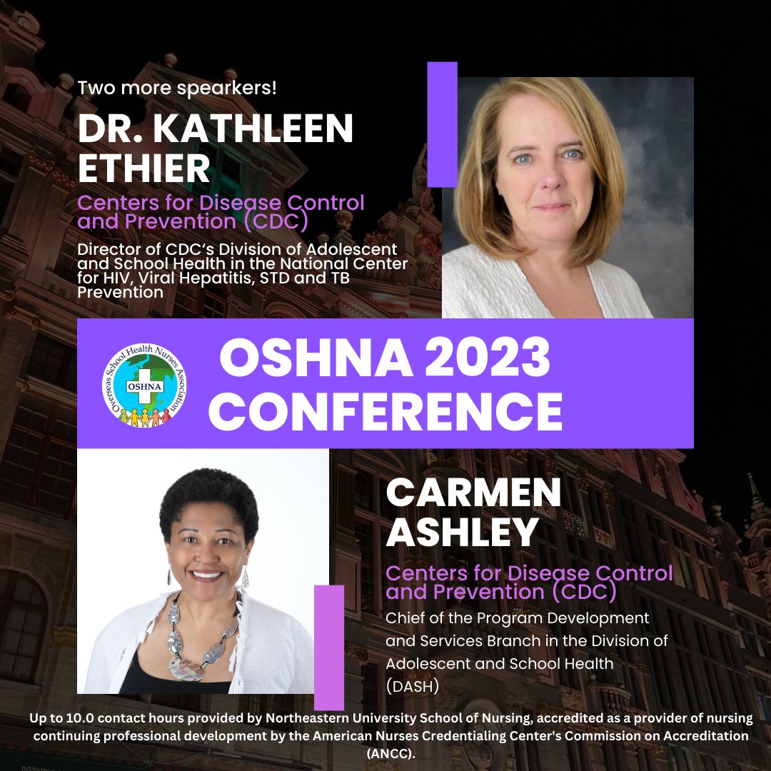 OSHNA is very excited to announce two additional speakers from the Centers for Disease Control and Prevention (CDC).
There's still time to register for the conference November 10th and 11th! We look forward to seeing you there: eventbrite.com/e/oshna-2023-b…