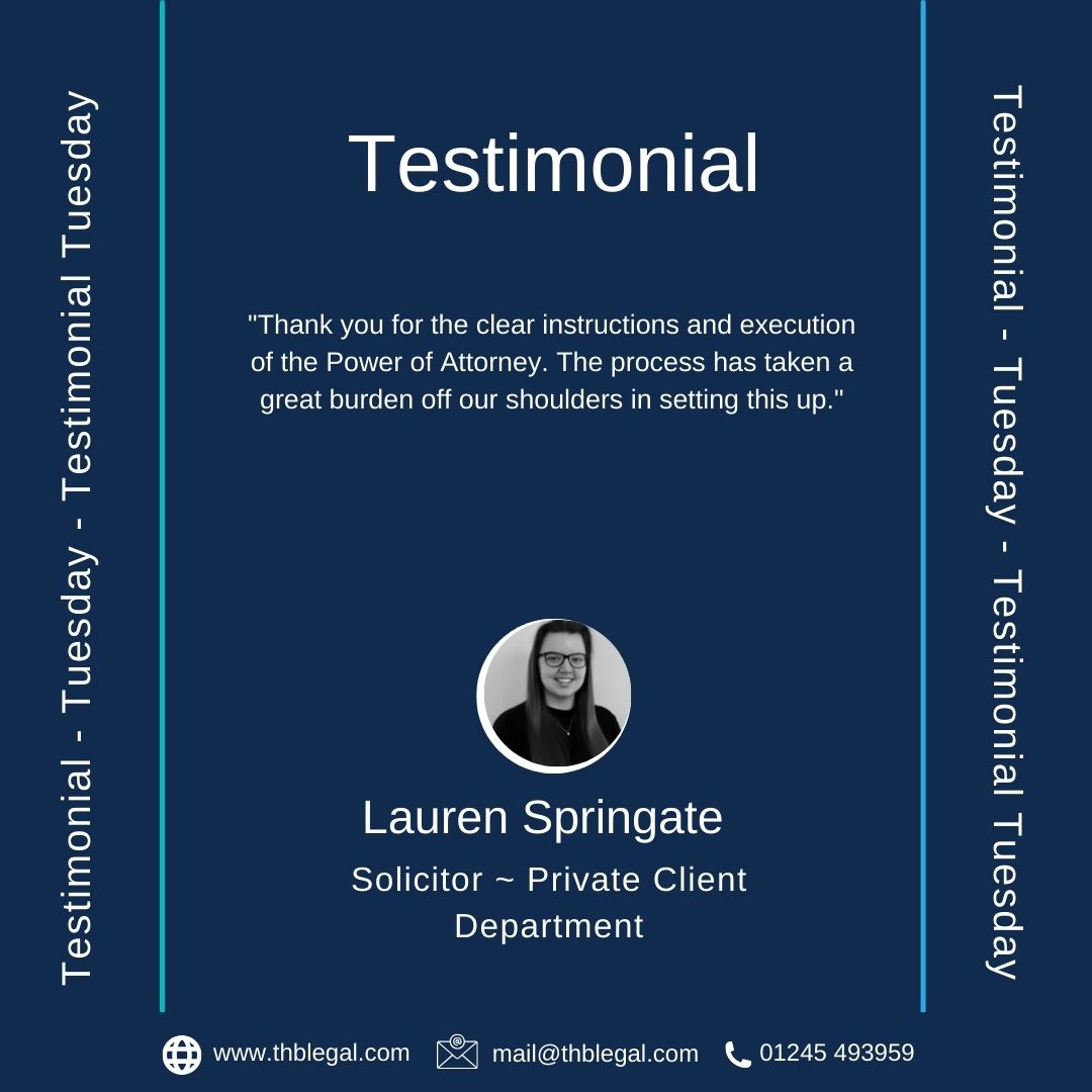 We would like to share this excellent testimonial from one of our valued clients. 

If you’ve had a good experience working with us, let us know or leave a review on our Google Business Profile g.page/r/CayJbu_E7CWh… #testimonialtuesday #LastingPowerofattorney #law #legaladvice