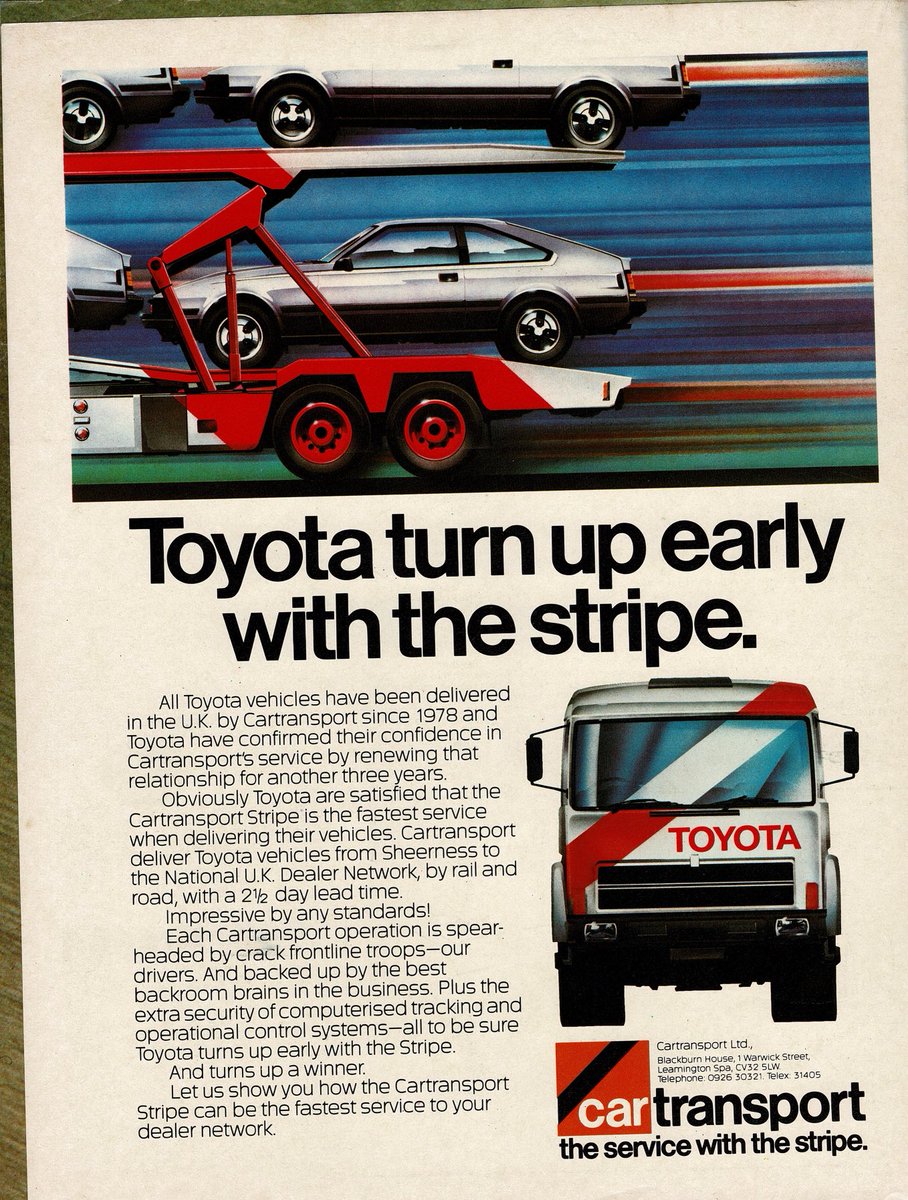 #toyotatuesday October 1982 Toyota Supra featuring in this advert for Cartransport.