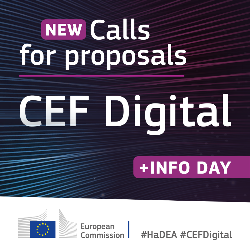 EU_HaDEA's tweet photo. 🚨Calls under #CEFDigital are open!

▶️5G coverage along the transport corridors
▶️5G and edge for Smart Communities
▶️Backbone connectivity for Digital Global Gateways

💶Over €240 m
⌛️ 17 Jan 2024

Learn more about the call during our virtual #InfoDay on 26 October 2023!