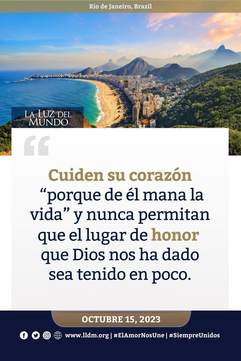 iglesialldm's tweet photo. Cuiden su corazón “porque de él mana la vida” y nunca permitan que el lugar de honor que Dios nos ha dado sea tenido en poco.

#SiempreUnidos | #LaLuzdelMundo. | #ElAmorNosUne https://t.co/AvpANjYV6z