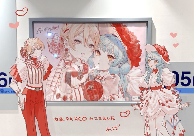 #Emotions2023  東京に行って池袋PARCOに掲示して頂いてる絵をみてきました 凄く大きくてびっくりしました! 足を止めて見てくださる方や写真を撮ってくださる方もいて嬉しかったです、 改めて去年に続き素敵な機会を頂き、階段を昇り降りして見に行ってくださった方もありがとうございました!