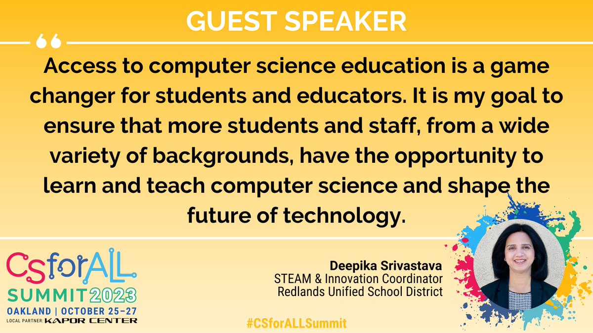 Join me on October 26 as I take the stage at the 2023 #CSforALLSummit in Oakland!  I am excited to share @RedlandsUSD  story of becoming the nation’s first district to have 30 teachers credentialed in Computer Science.  @ucdcstem @UCRExtension @CSforALL  @RedlandsUSDSupt @CSforCA