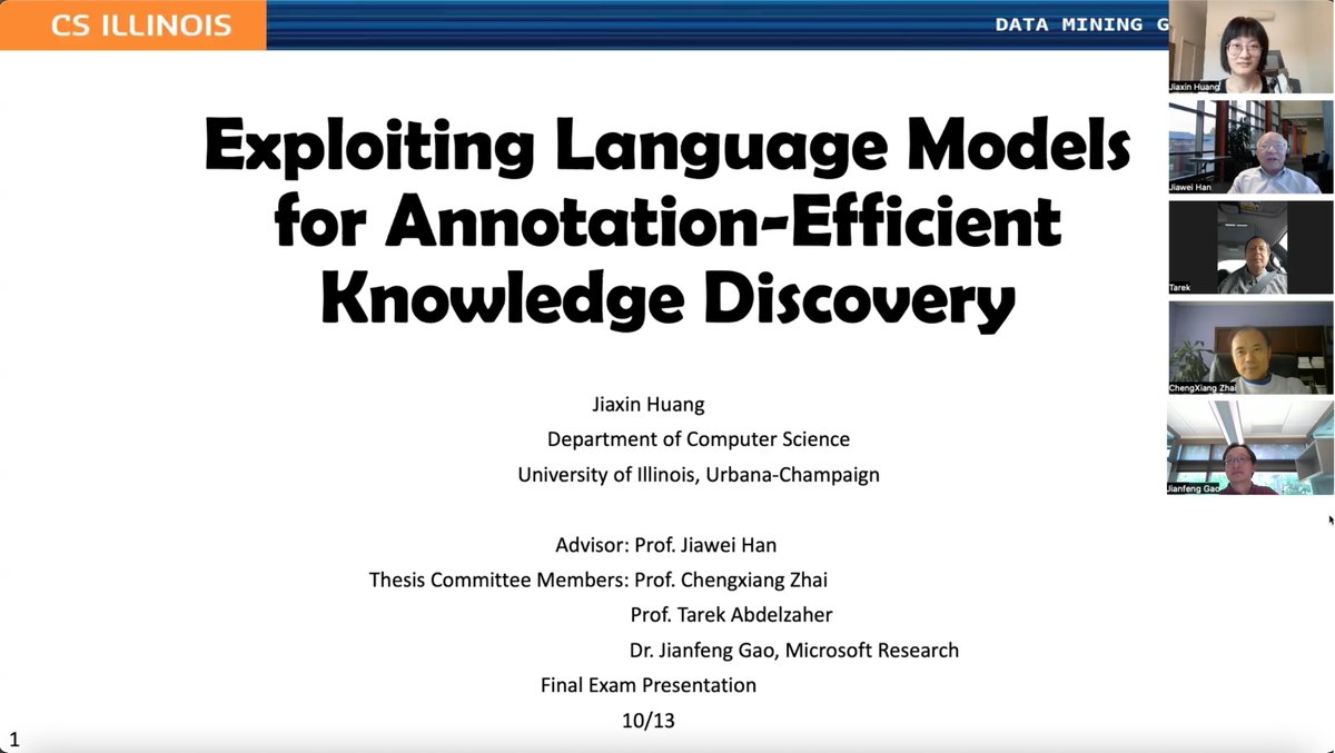 Jiaxin Huang (@jiaxinhuang0229) on Twitter photo 🎓 Just passed my PhD Thesis Defense! 🎉 Super lucky to have Prof. Jiawei Han as my advisor, and huge thanks to my Thesis Committee members Prof. Chengxiang Zhai, Prof. Tarek Abdelzaher, and Dr. <a href="/JianfengGao0217/">Jianfeng Gao</a>. Shoutout to my awesome co-authors for their unwavering support! 🎓 Just passed my PhD Thesis Defense! 🎉 Super lucky to have Prof. Jiawei Han as my advisor, and huge thanks to my Thesis Committee members Prof. Chengxiang Zhai, Prof. Tarek Abdelzaher, and Dr. <a href="/JianfengGao0217/">Jianfeng Gao</a>. Shoutout to my awesome co-authors for their unwavering support!
