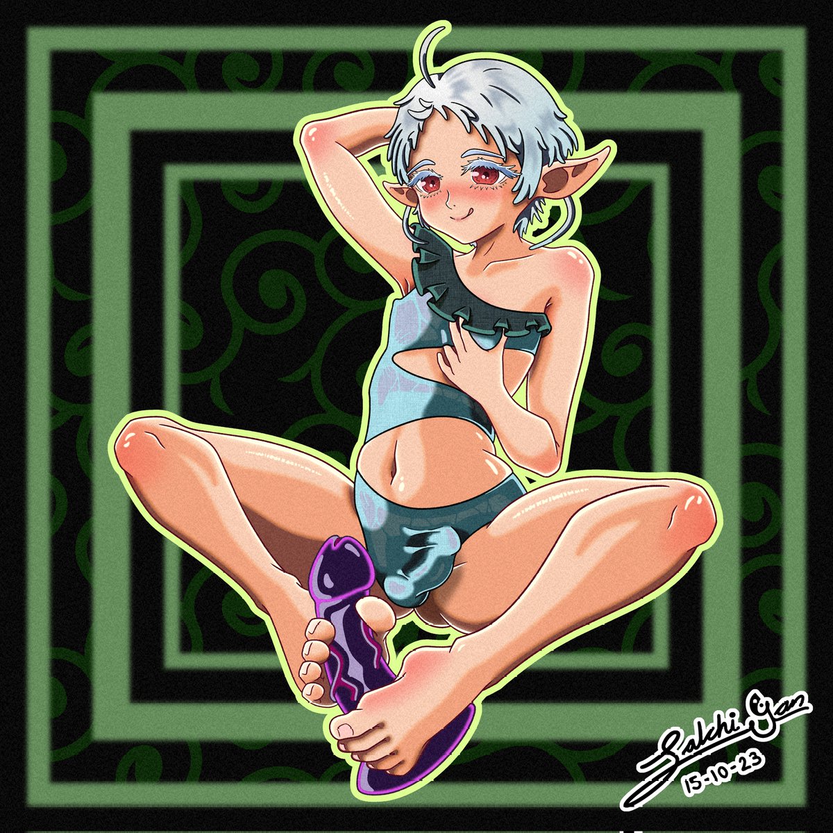 Salchi_Yan's tweet photo. Instead in comments of last tweet, I preferred to post dick and fluffy Sylphy versions in another publication. 🐥
#MushokuTensei #無職転生 #Sylphiette #シルフィエット #Sylphy #Fitts #FanArt #Swimsuit #Futanari https://t.co/SSsk4xT4Lz
