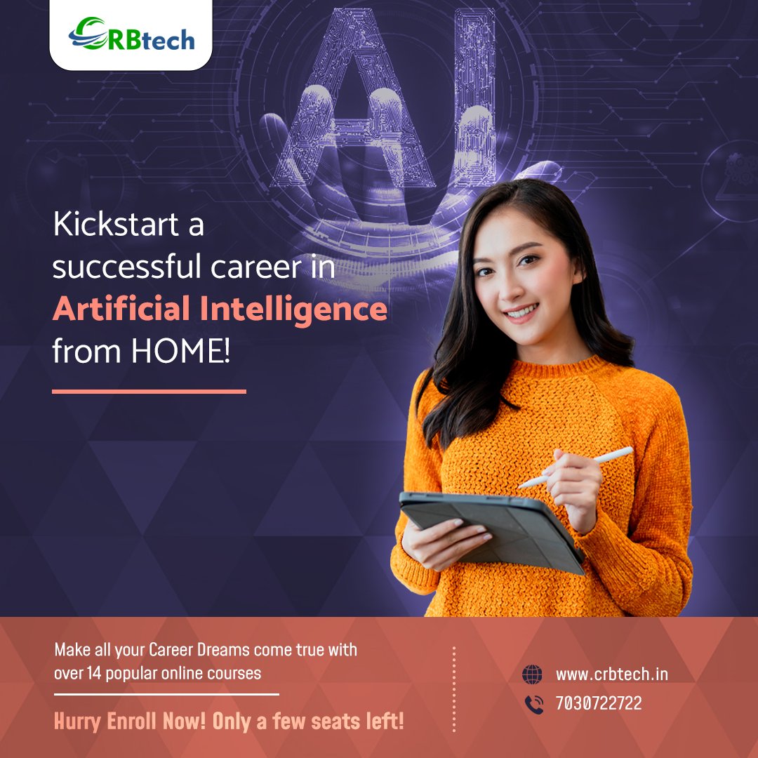 CRB_Tech's tweet image. Learn core concepts and case studies that gear you for the latest technological upgrades. Hurry enroll in the Artificial Intelligence Course today.
For more details call on 7030722722 or visit crbtech.in
#BestMachineLearningCourse #BestArtificialIntelligenceCourse