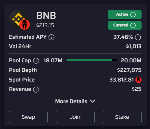 The $BNB pool caps increased from 18M -> 20M $SPARTA to to allow in more liquidity @BNBCHAIN #BNB