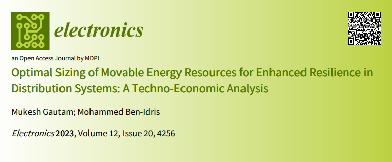 Excited to share our recently published article entitled 'Optimal Sizing of Movable Energy Resources for Enhanced Resilience in Distribution Systems: A Techno-Economic Analysis'
mdpi.com/2519580 #mdpielectronics via @electronicsMDPI @MDPIOpenAccess