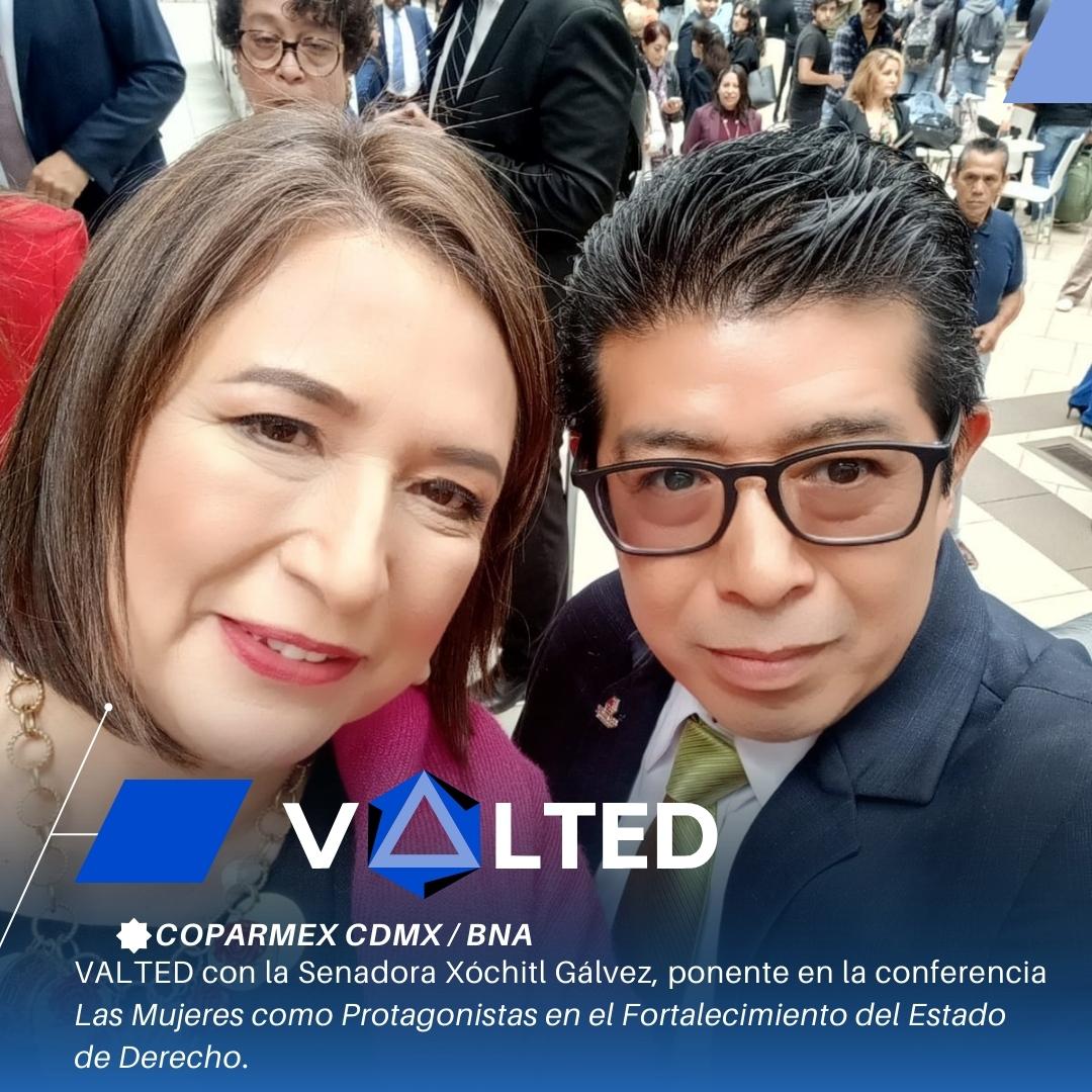 ValtedC's tweet photo. VALTED con la Senadora Xóchitl Gálvez, ponente en la conferencia Las Mujeres como Protagonistas en el Fortalecimiento del Estado de Derecho. https://t.co/ETRA9Xu11q