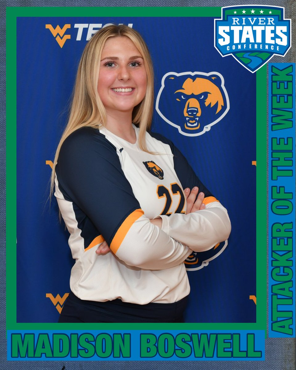 wvutechsports's tweet photo. Congratulations to junior Madison Boswell of #WVUTech volleyball who was named River States Conference Attacker of the Week for October 9-15! https://t.co/9tefHoRf0T
