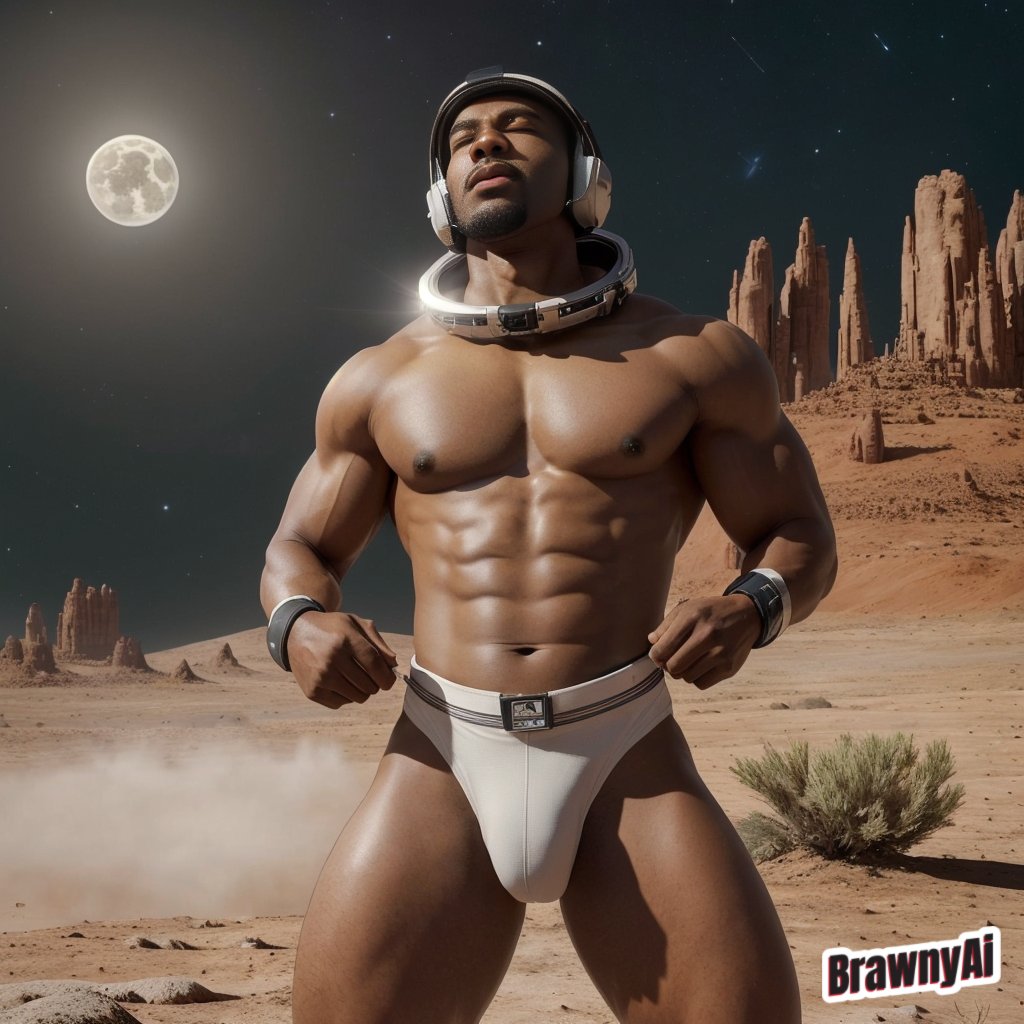 BrawnyAi's tweet photo. Medley: a jocks from the future in a distant planet just enjoying the time. #BrawnyAi #jocks #jockstrap #jock #hunk #hunks #hairyman #hairymen #muscleman #spaceman #distantplanet #alienplanet #astronautstory https://t.co/6SB5I4OWDH