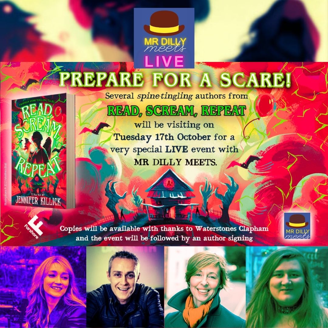 mrdillypresents's tweet photo. 👻TODAY! V. EXCITED it's the first ever Mr Dilly Meets LIVE! with @JenniferKillick @BooksandChokers @DanSmithAuthor #kirstyapplebaum @FarshoreBooks &amp; the kids &amp; staff from @WestHillSW18 @SellincourtPri1
@BrandlehowSch 🧌😱

#edutwitter #readscreamrepeat #kidlit #spookymonth https://t.co/jzj2BmjsNl
