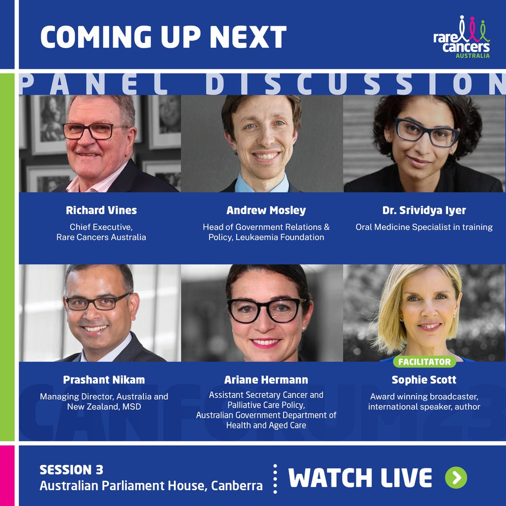 RareCancers's tweet photo. Tune into the live stream of #CanForum23 now for a panel discussion around maximising the potential of #genomics for all Australians with #cancer ๐บ๏ธ https://t.co/FzqjvGmxwa #changingcancercare #rarecancer https://t.co/1QMXpLoE7l