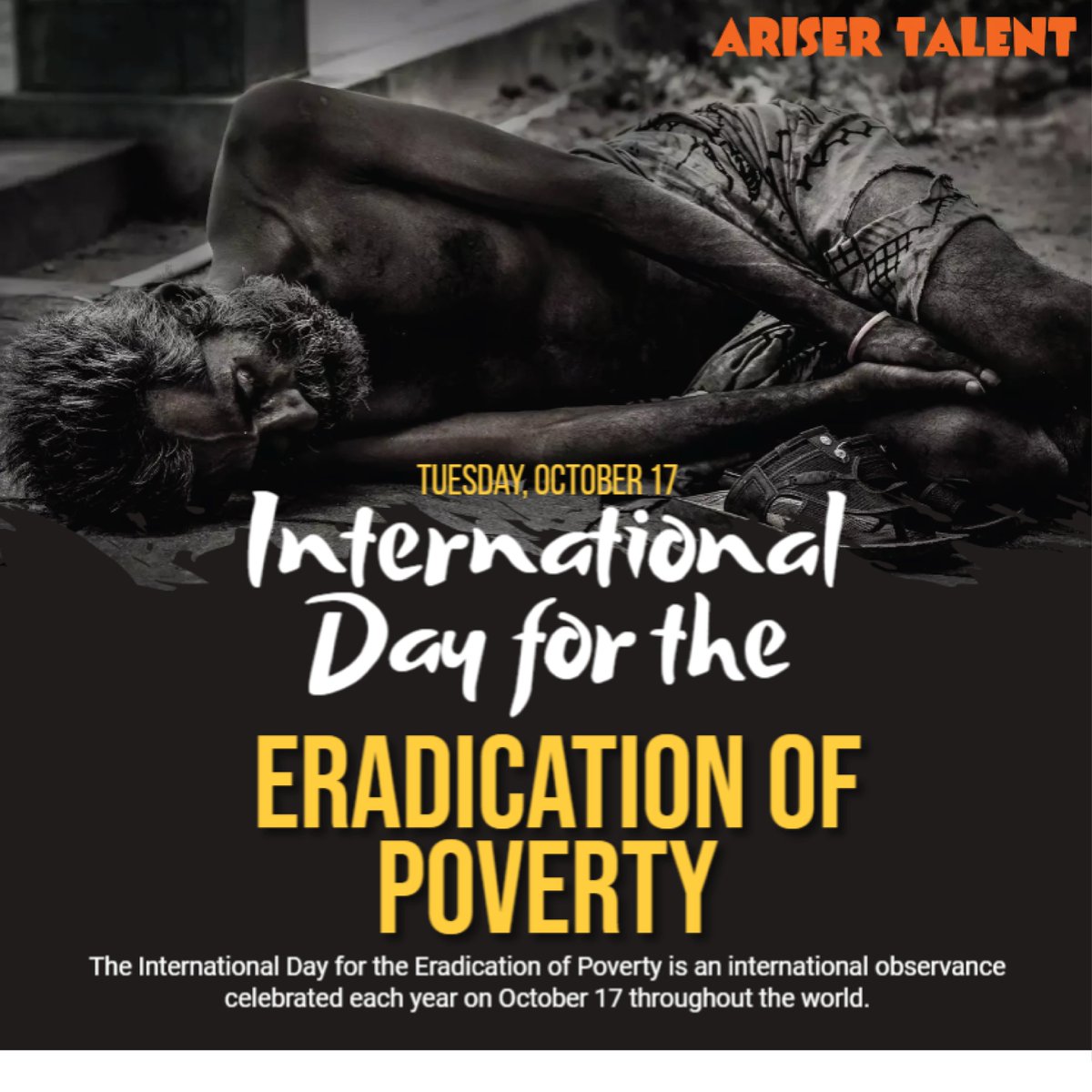 ariser_talent's tweet photo. Outrageous poverty anyplace is a risk to human security all over the place. We all have to come together to eradicate poverty.
.
.
.
#arisertalent #poverty #17october #tuesdaythoughts #cometogether https://t.co/dkNnS5lPPk