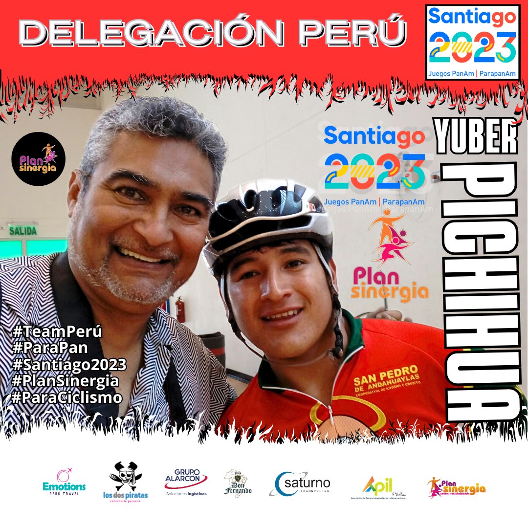 PlanSinergia's tweet photo. #DelegaciónPeruana Gran prospecto y candidato 🇵🇪 a ganar medalla en la disciplina de ParaCiclismo 🚴‍♂️ en los Juegos ParaPanamericanos @santiago2023  es #YuberPichihua el #CentauroAndahuaylino
Las mejores vibras 🚴‍♂️🇵🇪🥇
🥇🇵🇪🥇🇵🇪🥇🇵🇪🥇🇵🇪
#ConTodoYuber
#ParaPan
#Stgo2023
#TeamPerú https://t.co/AS29LKKAUq