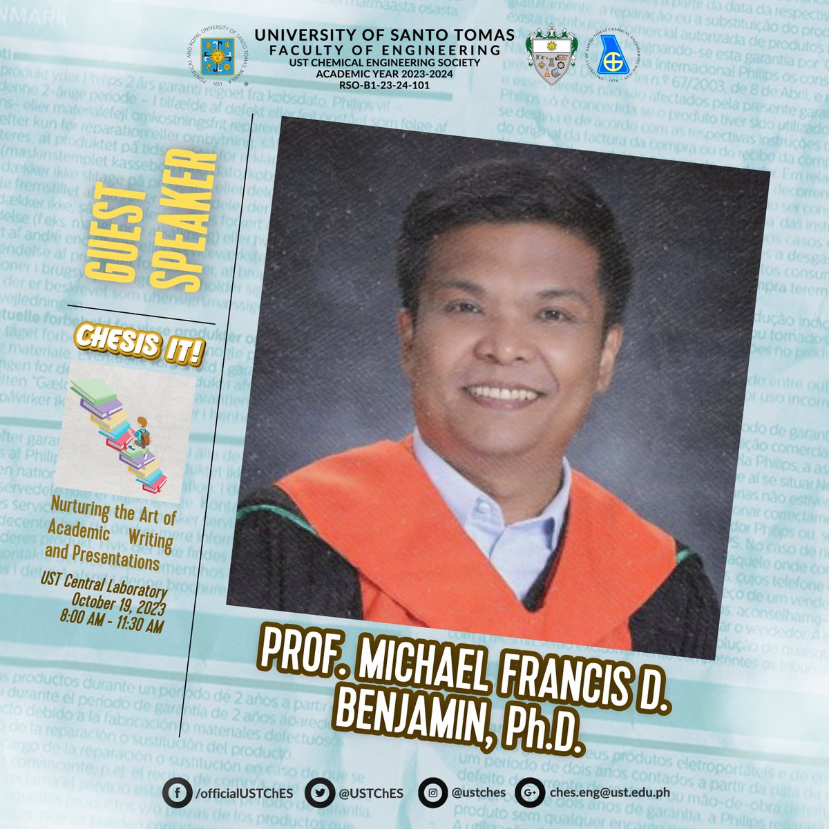 USTChES's tweet photo. The UST Chemical Engineering Society proudly presents our guest speakers who will grace us with knowledge for the upcoming 𝐂𝐇𝐄𝐒𝐈𝐒 𝐈𝐓: 𝑵𝒖𝒓𝒕𝒖𝒓𝒊𝒏𝒈 𝒕𝒉𝒆 𝑨𝒓𝒕 𝒐𝒇 𝑨𝒄𝒂𝒅𝒆𝒎𝒊𝒄 𝑾𝒓𝒊𝒕𝒊𝒏𝒈 𝒂𝒏𝒅 𝑷𝒓𝒆𝒔𝒆𝒏𝒕𝒂𝒕𝒊𝒐𝒏𝒔. https://t.co/jDWT7XoL4P