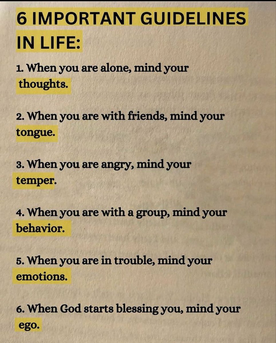 ActionableMind's tweet image. 6 important guidelines in life :