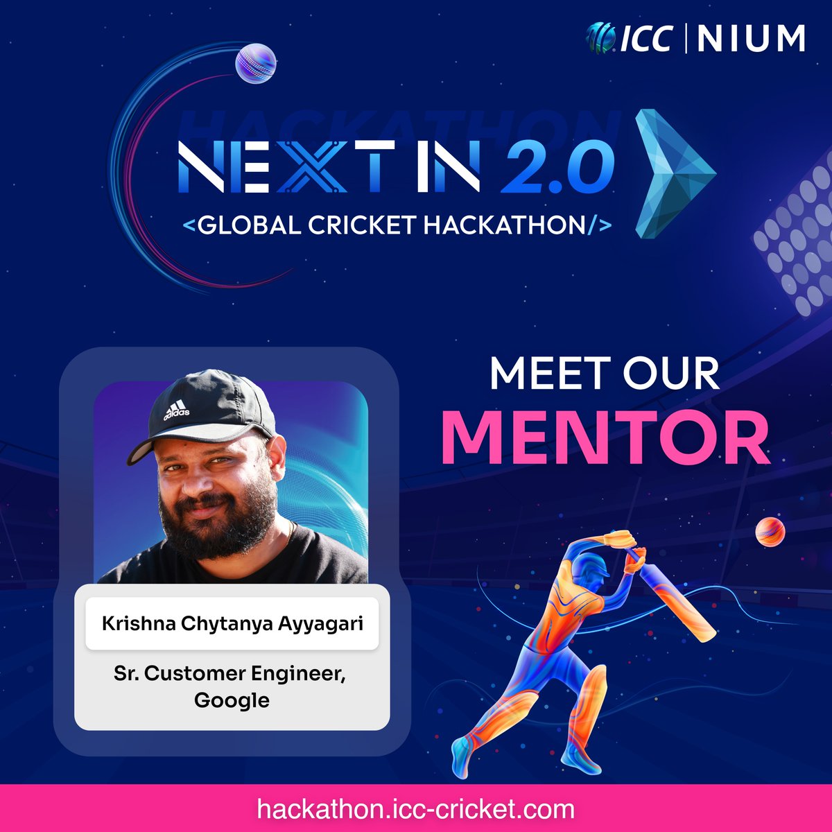 hack2skill's tweet photo. π Meet The Mentor | #NextIn2 π
We are ecstatic to haveβ‘οΈ Sr. Customer Engineer at @Google , Krishna Chytanya Ayyagari πwho will be joining us to guide the shortlisted teams build a strong #prototype through his exclusive mentorship. π¨π»βπ»
Know more at:π https://t.co/gP9gcQKCeD
#hack2skill #crickethackathon #ICC
