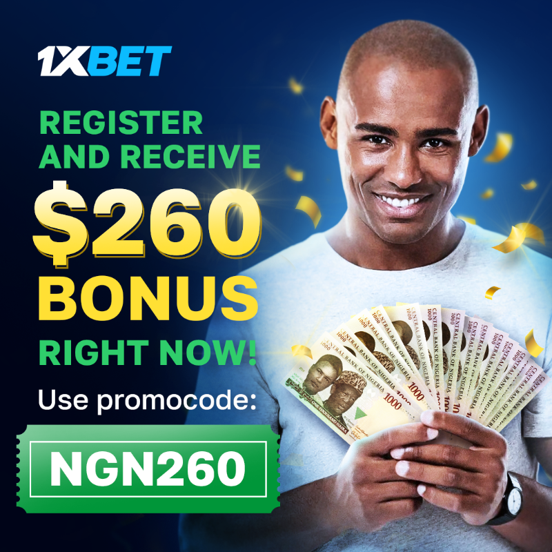 1xBet_Eng's tweet photo. 1XBET is the best place for sports betting in Nigeria! Sign up now and get the biggest first deposit bonus in Nigeria of up to $260 using our promo code. Use it to increase the size of your first deposit by 100% and place bets without restrictions on withdrawals.