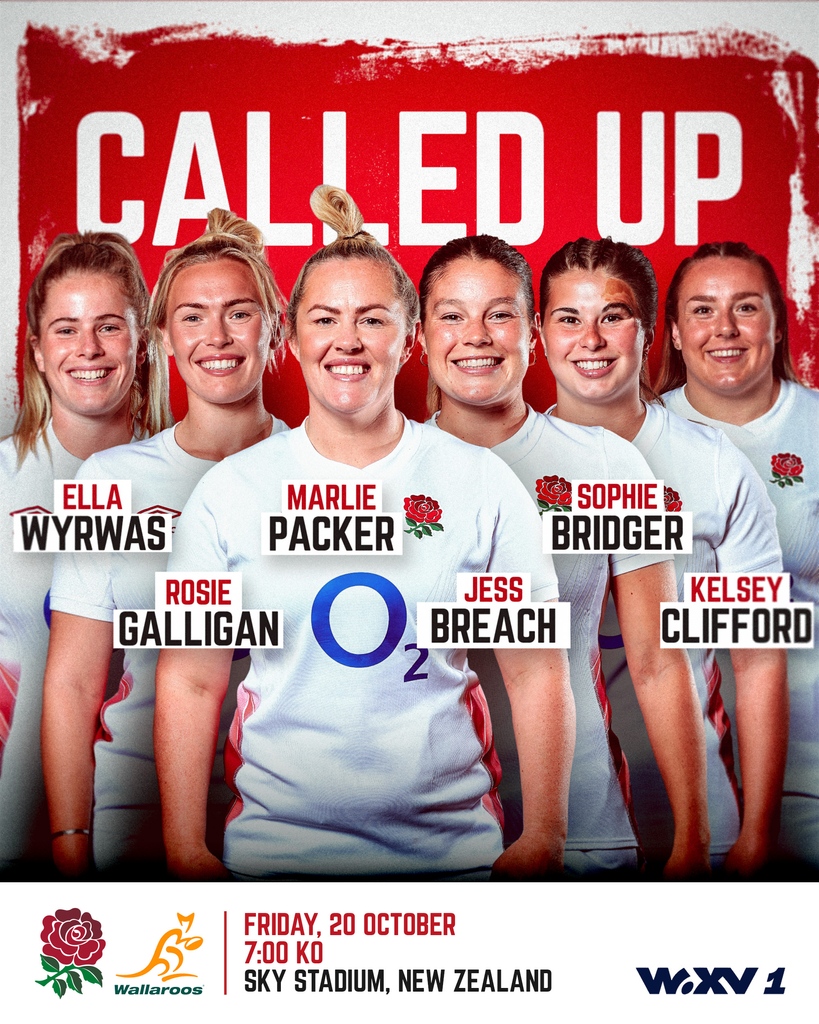 Our 6️⃣ to take on 🇦🇺 on Friday‼️ 🌹 @ellawyrwas 🏴󠁧󠁢󠁥󠁮󠁧󠁿 @rosie_galligan 🌹 @MarliePacker 🏴󠁧󠁢󠁥󠁮󠁧󠁿 @jessbreach 🌹 @SophieBridger10 🏴󠁧󠁢󠁥󠁮󠁧󠁿 @Kelsey_CLIFF0RD #YourSaracens💫