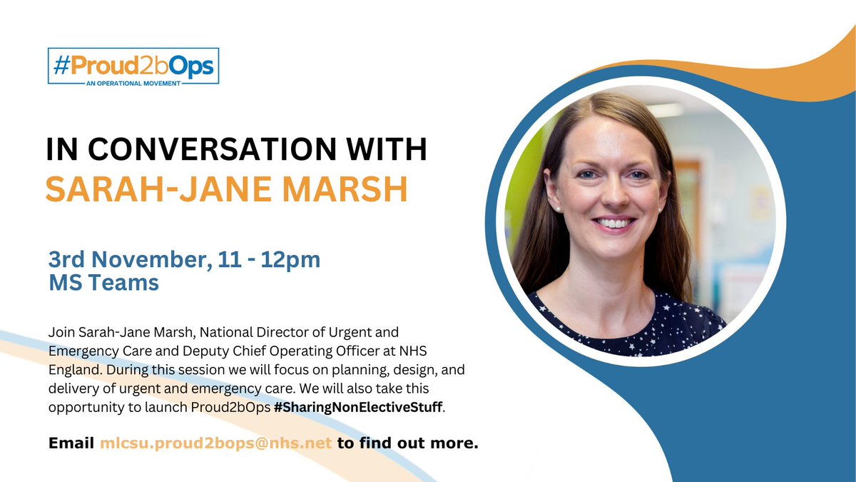 NEW DATE🗓️: Now confirmed: @Proud2bOps 'In conversation with Sarah-Jane Marsh.  AND it does not end there... we will #Proud2bOps #SharingNonElectiveStuff - following our HSJ Finalist for #SharingElectiveStuff. This session is a member only session.  See you all on 3rd Nov. 🗓️