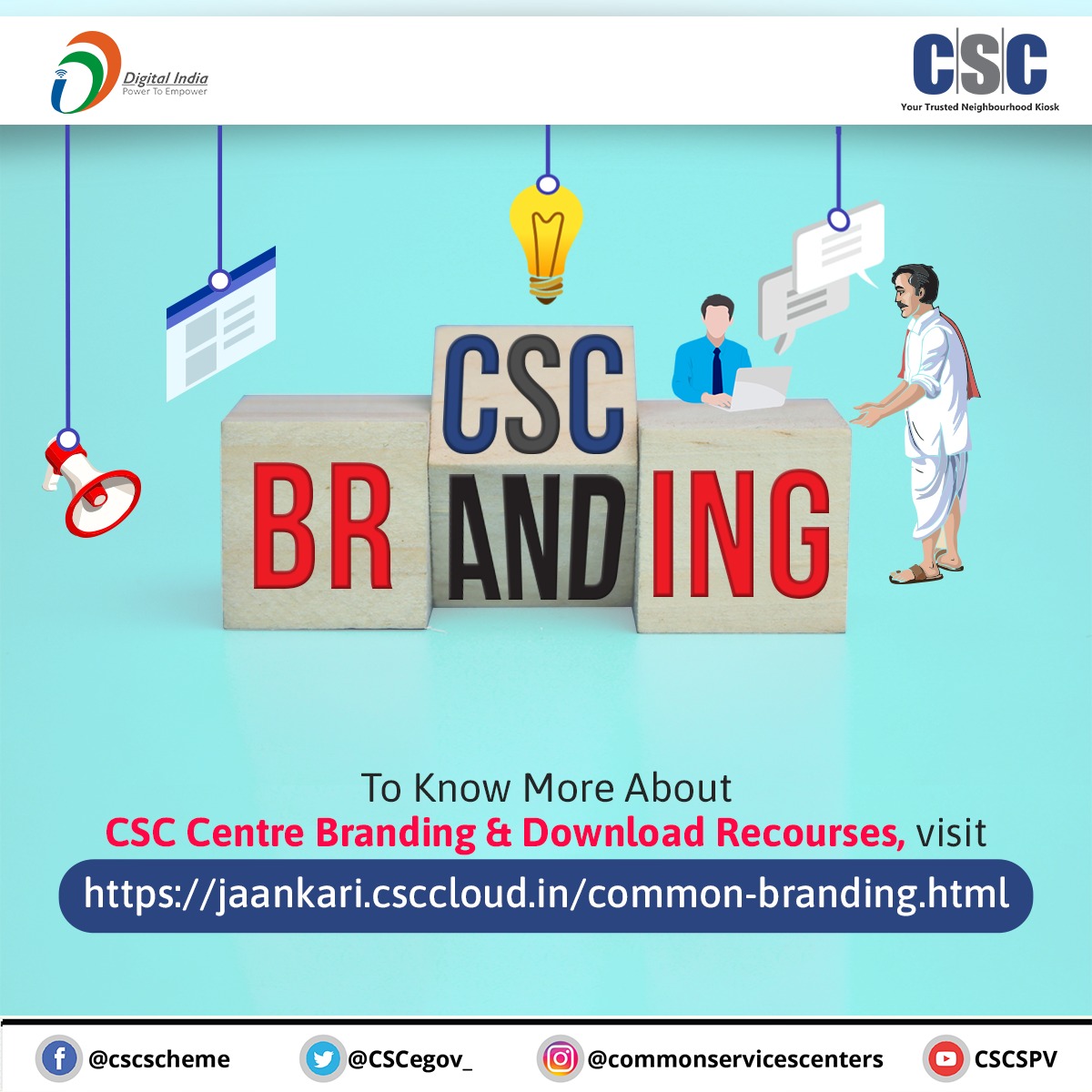 Dear VLEs, how about changing your CSC centre Branding this festive season? To Know More About #CSC Centre Branding and Download Recourses, visit jaankari.csccloud.in/common-brandin… #DigitalIndia #CSCBranding #CSCJaankariSuvidhaPostal #RuralEmpowerment #FestiveSeason #DigitalInclusion