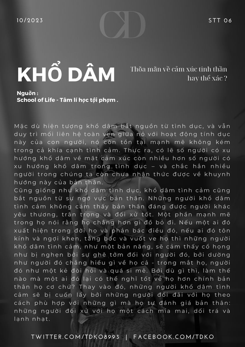 TDKO8993's tweet photo. Lâu rồi không đăng bài , hôm bữa mình có đọc được một bài về tâm lí của người thích Khổ dâm thấy rất hay . Nên mình đăng bài chia sẻ mọi người tham khảo nhé .
Bài có 6 hình , mình đăng part 1 trước gồm 4 hình , part 2 mình đăng thêm 2 hình sau nhé . https://t.co/Yw107b29vD