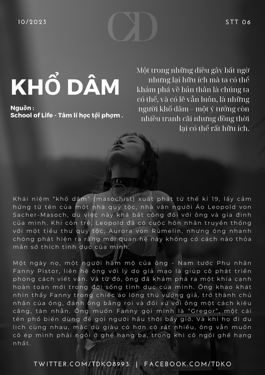 TDKO8993's tweet photo. Lâu rồi không đăng bài , hôm bữa mình có đọc được một bài về tâm lí của người thích Khổ dâm thấy rất hay . Nên mình đăng bài chia sẻ mọi người tham khảo nhé .
Bài có 6 hình , mình đăng part 1 trước gồm 4 hình , part 2 mình đăng thêm 2 hình sau nhé . https://t.co/Yw107b29vD