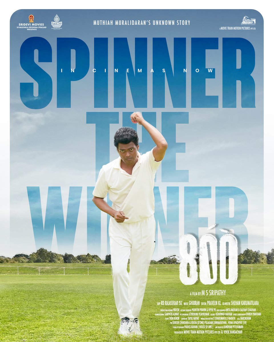 MovieTrain (@movietrainmp) on Twitter photo He Saw, He Conquered 🏏
#800TheMovie | In Cinemas Now
ticketnew.com/movies/800-the…
in.bookmyshow.com/chennai/movies…
#MuthiahMuralidaran #MSSripathy #MadhurrMittal #Biopic <a href="/Murali_800/">Muthiah Muralidaran</a> <a href="/GhibranVaibodha/">Ghibran Vaibodha</a> <a href="/Mahima_Nambiar/">Mahima Nambiar</a> <a href="/RDRajasekar/">RDRajasekarISC</a> <a href="/Cinemainmygenes/">Editor PraveenKl</a> <a href="/VivekRangachari/">Vivek Rangachari</a> <a href="/dirpitchumani/">Kanthan Pitchumani</a> <a href="/sampathdft/">Sampath Alwar</a> He Saw, He Conquered 🏏
#800TheMovie | In Cinemas Now
ticketnew.com/movies/800-the…
in.bookmyshow.com/chennai/movies…
#MuthiahMuralidaran #MSSripathy #MadhurrMittal #Biopic <a href="/Murali_800/">Muthiah Muralidaran</a> <a href="/GhibranVaibodha/">Ghibran Vaibodha</a> <a href="/Mahima_Nambiar/">Mahima Nambiar</a> <a href="/RDRajasekar/">RDRajasekarISC</a> <a href="/Cinemainmygenes/">Editor PraveenKl</a> <a href="/VivekRangachari/">Vivek Rangachari</a> <a href="/dirpitchumani/">Kanthan Pitchumani</a> <a href="/sampathdft/">Sampath Alwar</a>
