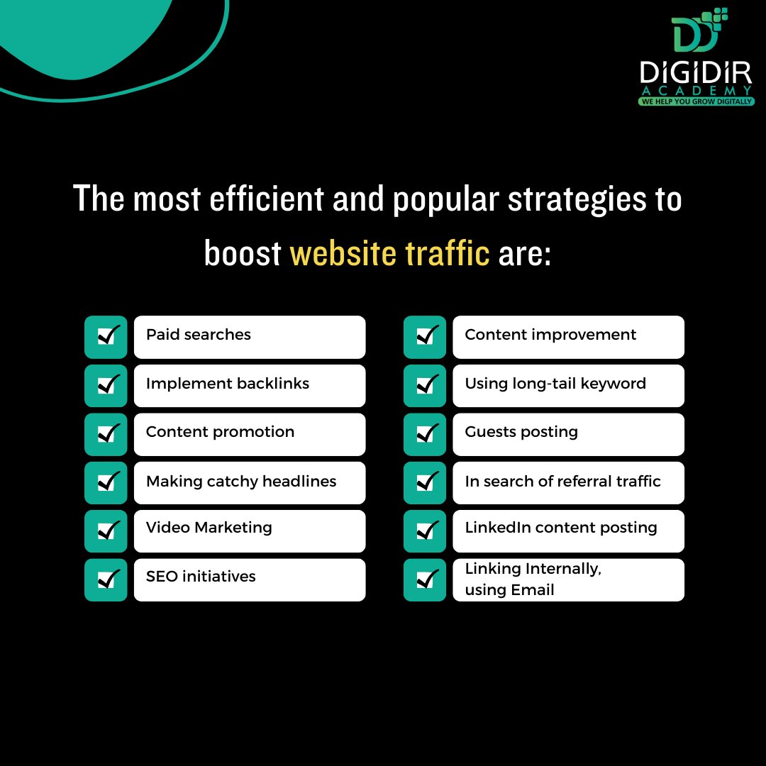 Looking to give your website a traffic boost? 💻💥 Check out these top-notch strategies to drive more visitors to your site and increase your online success! 
#DigiDir #DigitalMarketingTips #IncreaseWebsiteTraffic #EffectiveMarketingStrategies #OnlineTrafficGeneration