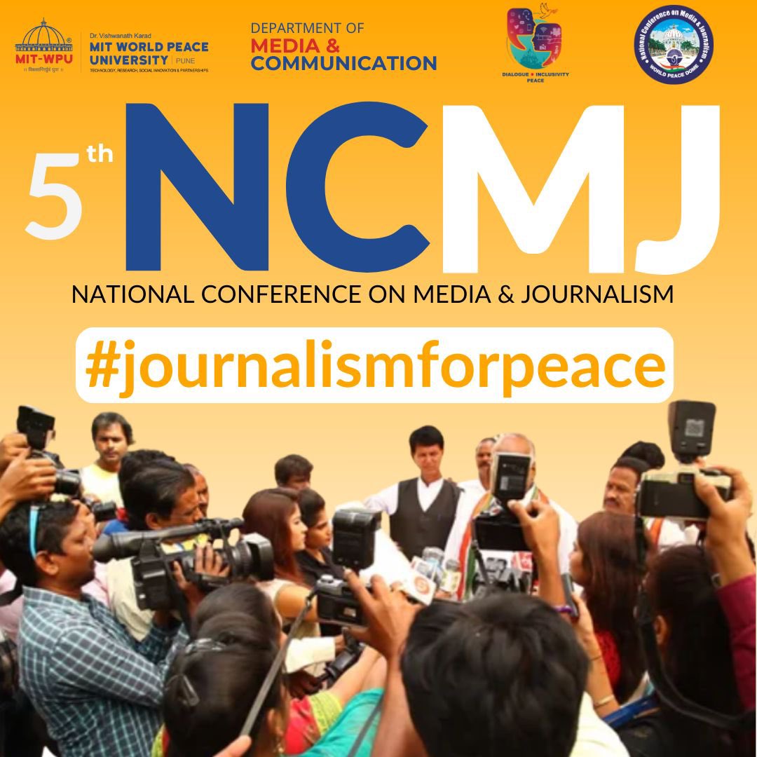 MITWPU_SOMC's tweet photo. Over 30 speakers from the industry will share their invaluable insights in media, films, books, TV &amp; much more at our 5th NATIONAL CONFERENCE ON MEDIA &amp; JOURNALISM

#MITWPU #media #journalism #NCMJ  #journalismforpeace #Pune #conference #journalists #democracy #freedomofpress https://t.co/3CxpsvnRUX