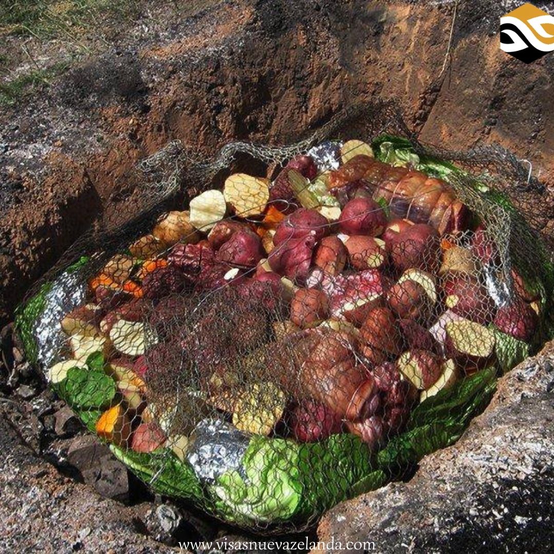 VisasNz's tweet image. Un poco de cultura maorí:

#Hāngī es un método tradicional para cocinar alimentos bajo tierra en la cultura maorí en #NuevaZelanda.

Consiste en utilizar piedras calientes volcánicas enterradas en un horno excavado en el suelo.

#asesoriadeinmigracion #visasnz #visasnuevazelanda