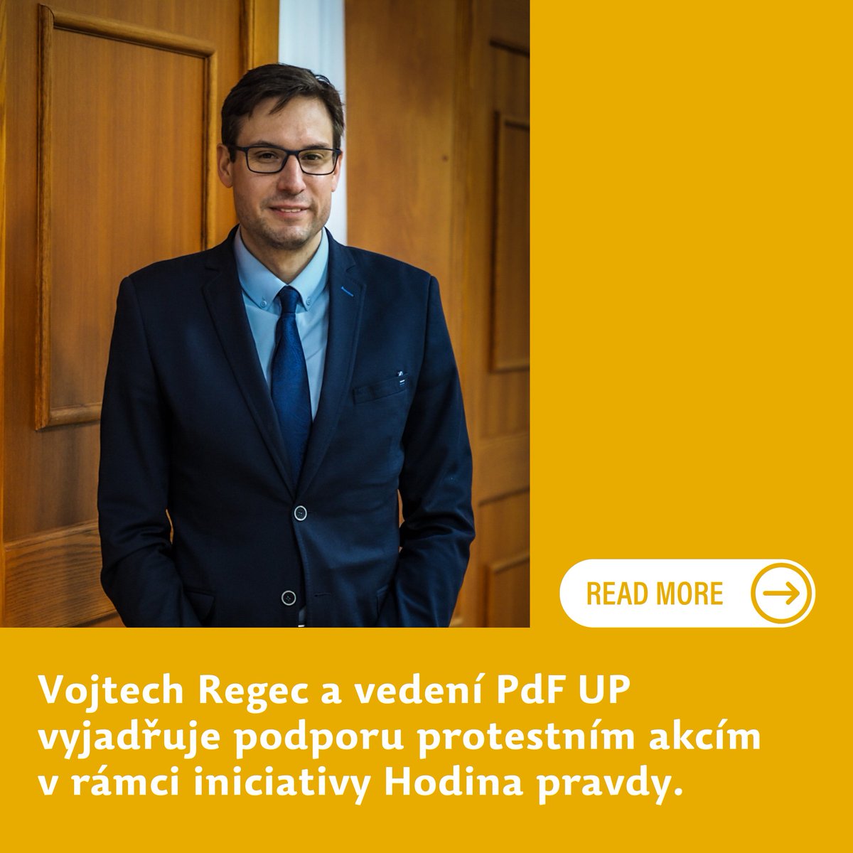 Pedagogická fakulta Univerzity Palackého (@fakultav) on Twitter photo Děkan Pedagogické fakulty Univerzity Palackého Vojtech Regec spolu s celým vedením fakulty vyjadřuje podporu protestním akcím v rámci iniciativy #HodinaPravdy. Na nedůstojné mzdové podmínky panující na pedagogických fakultách upozorňuje dlouhodobě. Více dnes na našem webu.<a href="/FF_UP/">Filozofická fakulta UP💛💙</a> Děkan Pedagogické fakulty Univerzity Palackého Vojtech Regec spolu s celým vedením fakulty vyjadřuje podporu protestním akcím v rámci iniciativy #HodinaPravdy. Na nedůstojné mzdové podmínky panující na pedagogických fakultách upozorňuje dlouhodobě. Více dnes na našem webu.<a href="/FF_UP/">Filozofická fakulta UP💛💙</a>