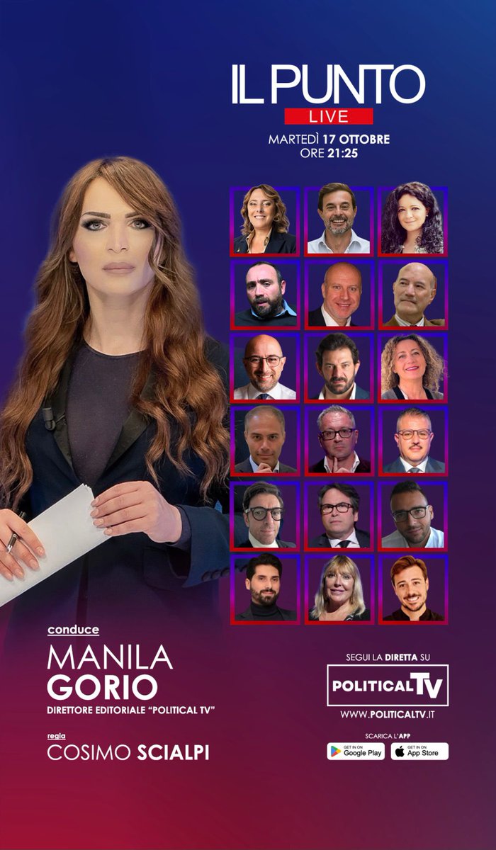 TRAVERSA's tweet photo. Stasera alle 21.15 su Political Tv il Punto conditions da Manila Gorio... Tanti gli ospiti in studio #staytunef #politicaltv #micheletraversagiornalista #lsdmagazinereal #manilagorio https://t.co/V95YzCWDJL